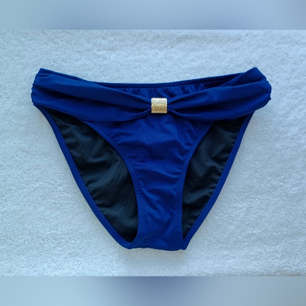 VENUS Goddess Navy Bikini Bottom with Gold Accent, Size S